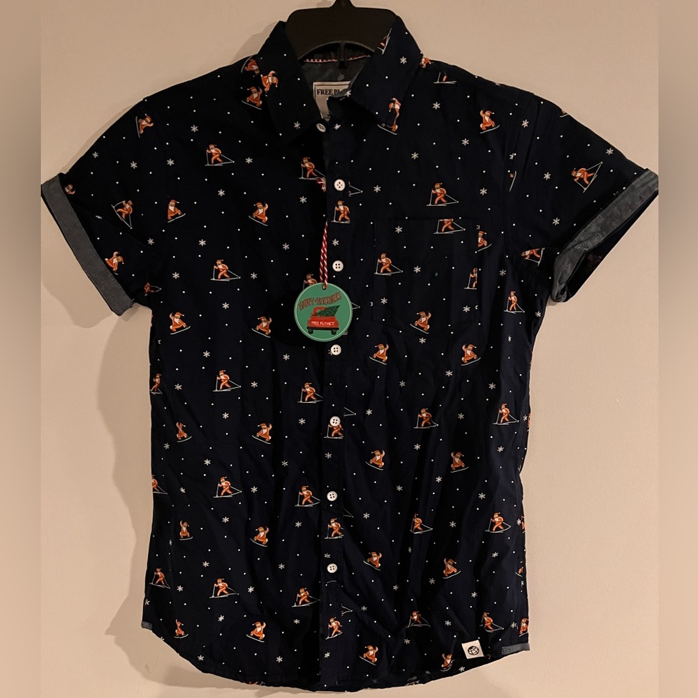 Santa Skiing Button up